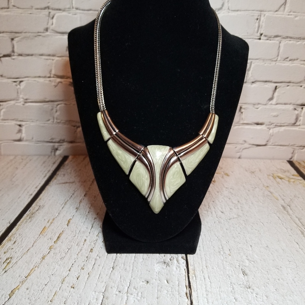Seafoam Green Enamel Statement Necklace